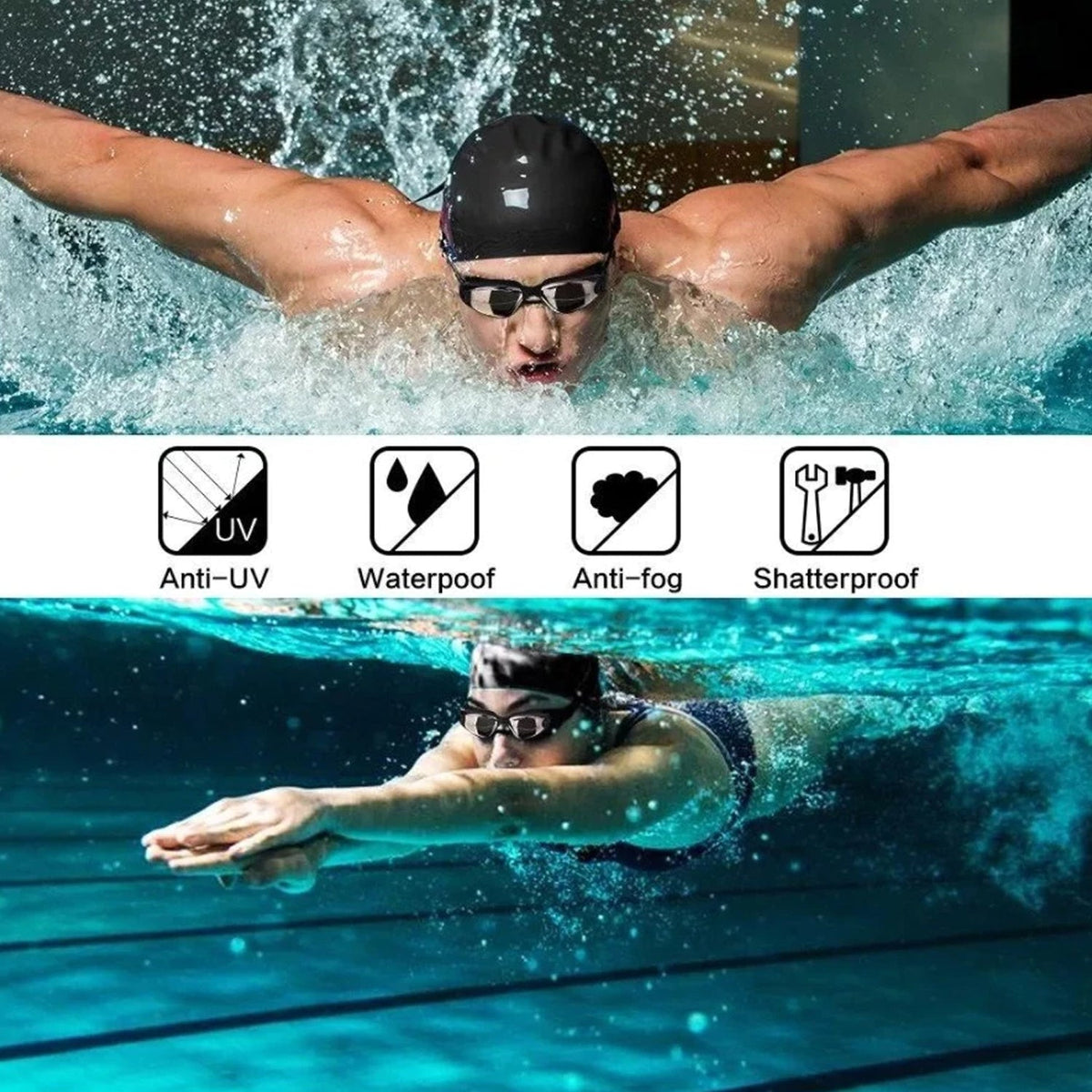 NexFinix Anti-Fog Professional Swimming Goggles with UV Protection