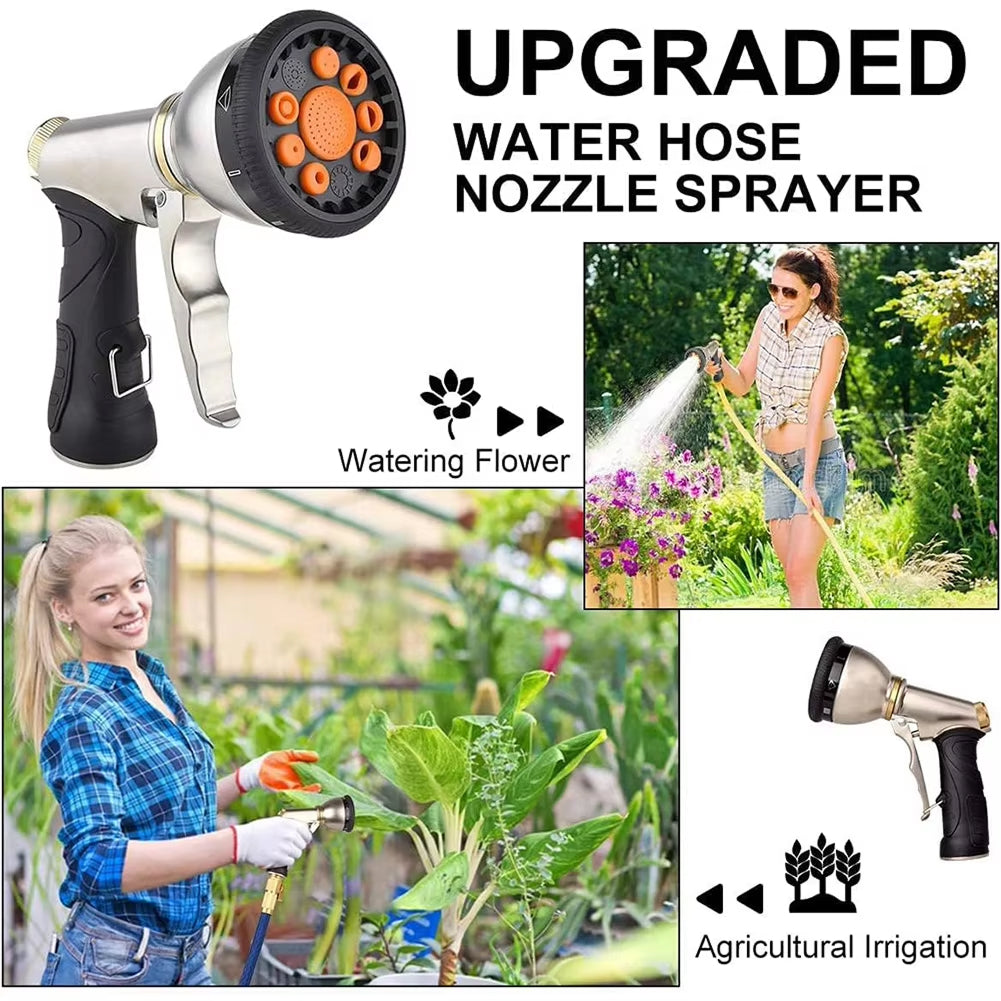 NozzleJet 9-Pattern Metal Garden Hose Nozzle with Thumb Control