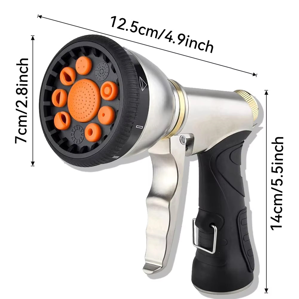 NozzleJet 9-Pattern Metal Garden Hose Nozzle with Thumb Control