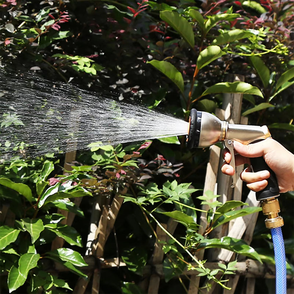 NozzleJet 9-Pattern Metal Garden Hose Nozzle with Thumb Control