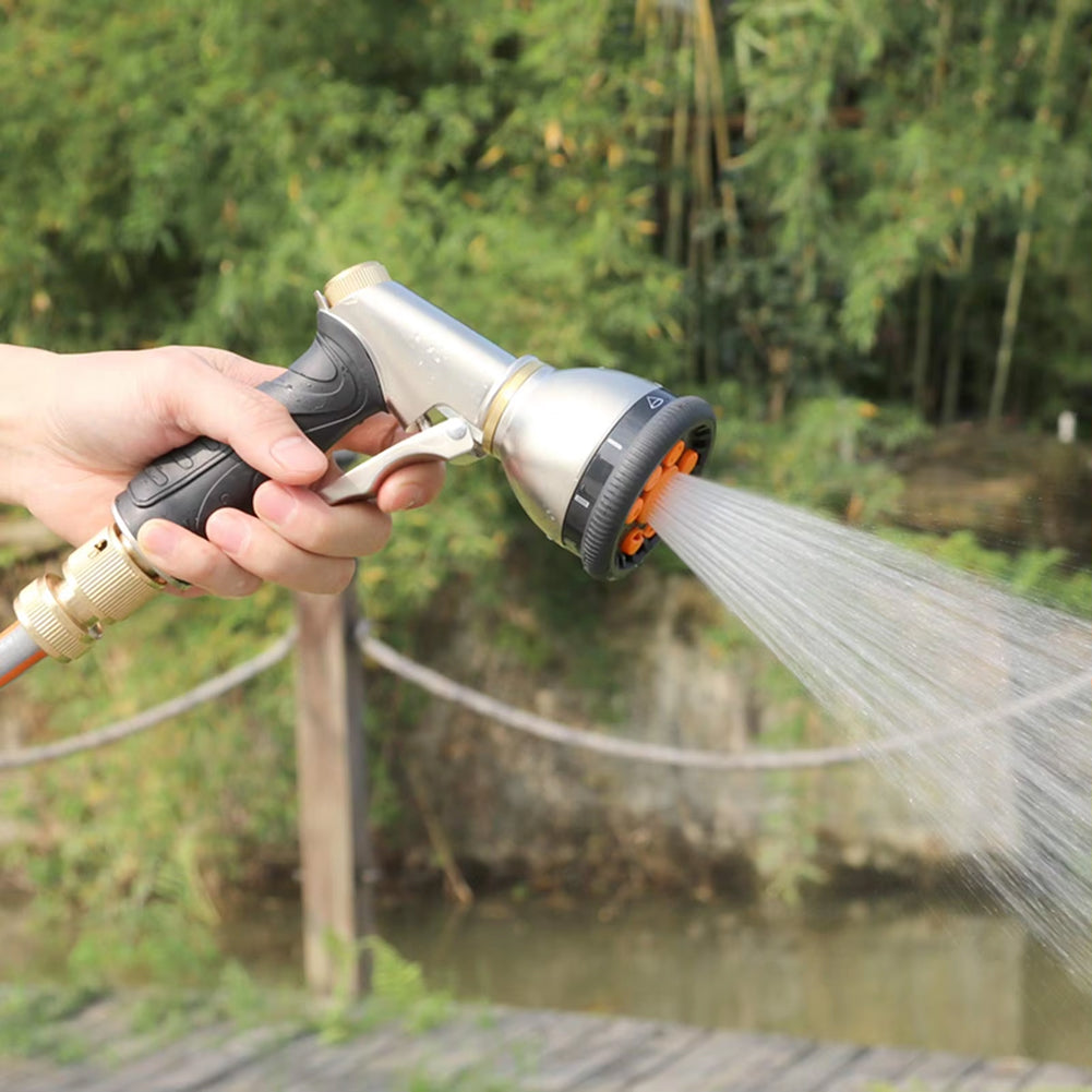NozzleJet 9-Pattern Metal Garden Hose Nozzle with Thumb Control