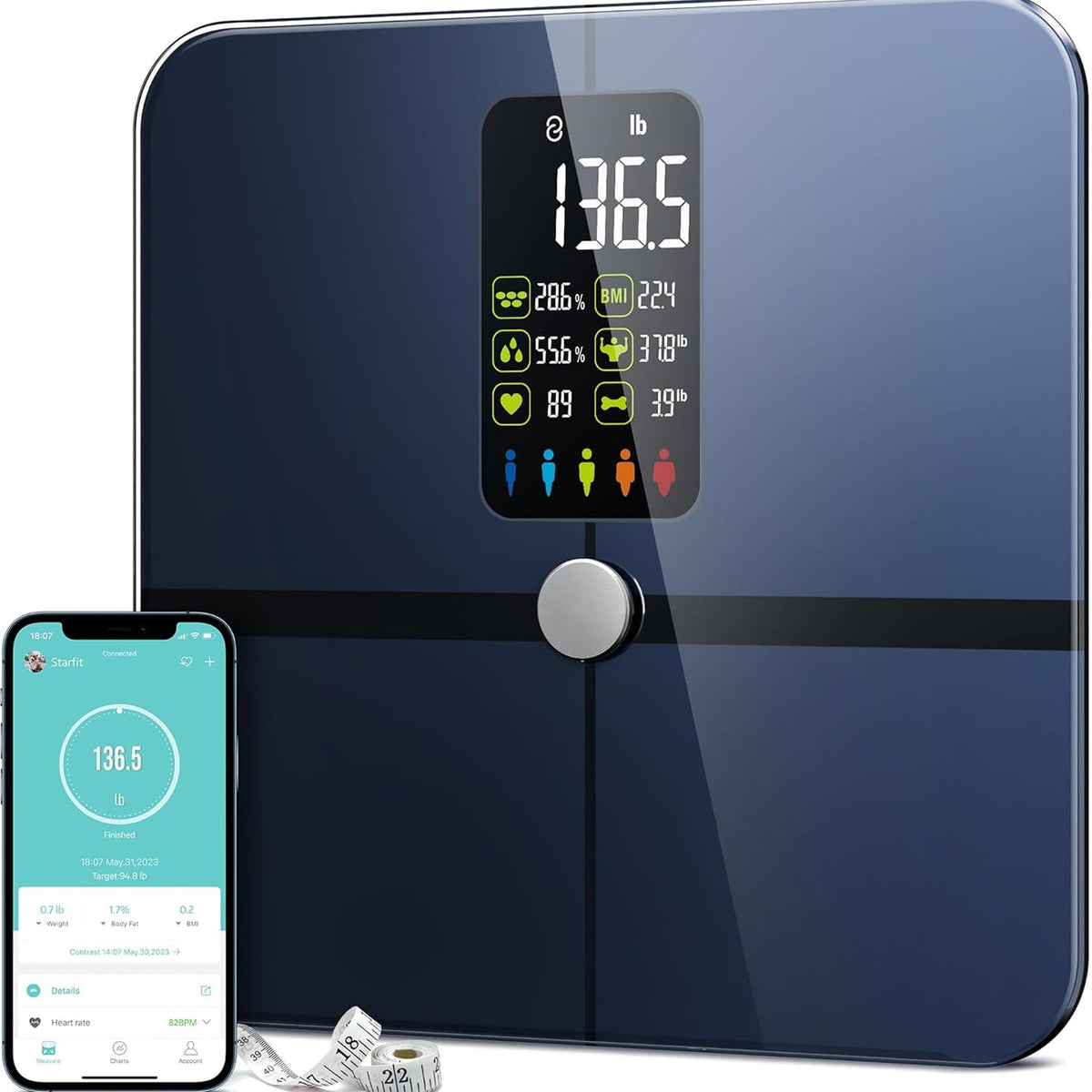 ObeSicale Smart Body Fat Scale with Heart Rate & BIA Technology