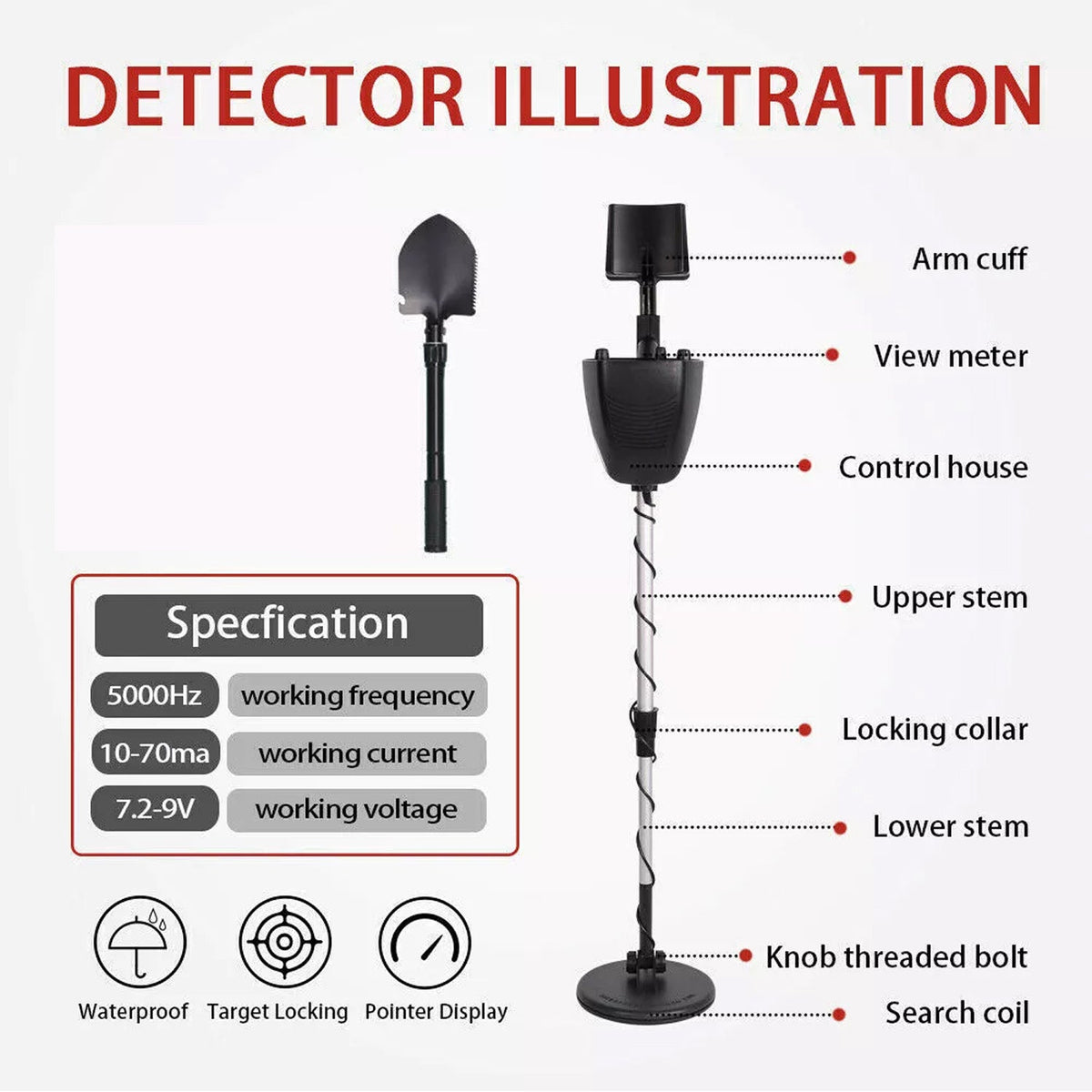 ProkiSona Waterproof Metal Detector with LCD Interface