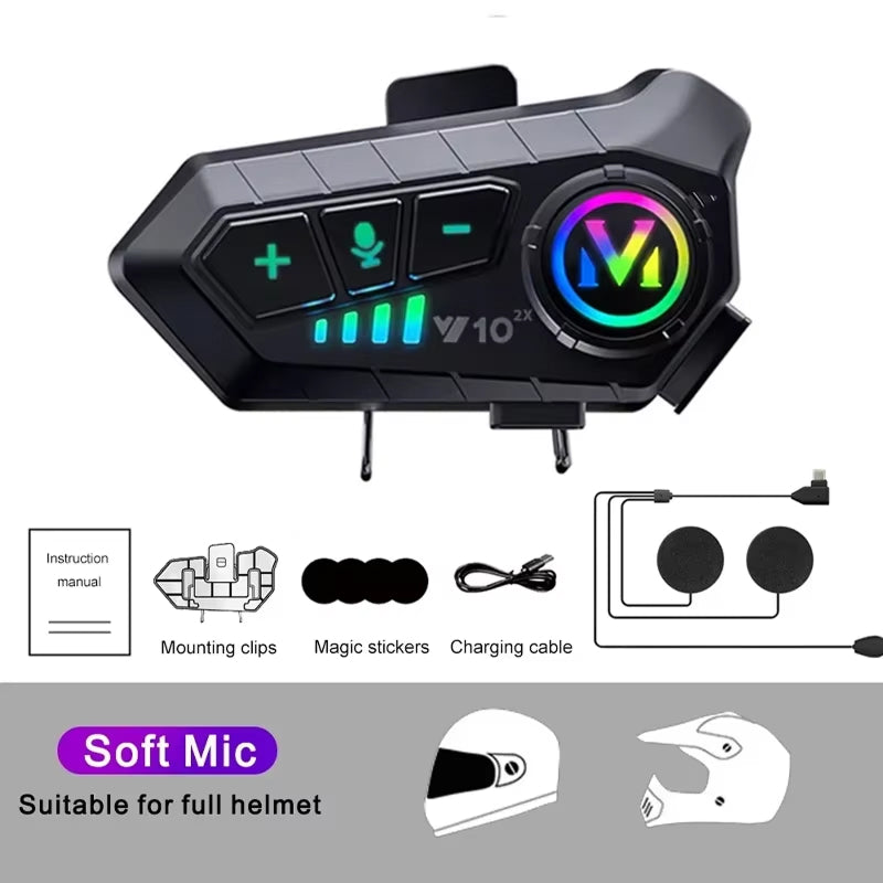 RidirComi 72-Hour Waterproof Motorbike Bluetooth Headset