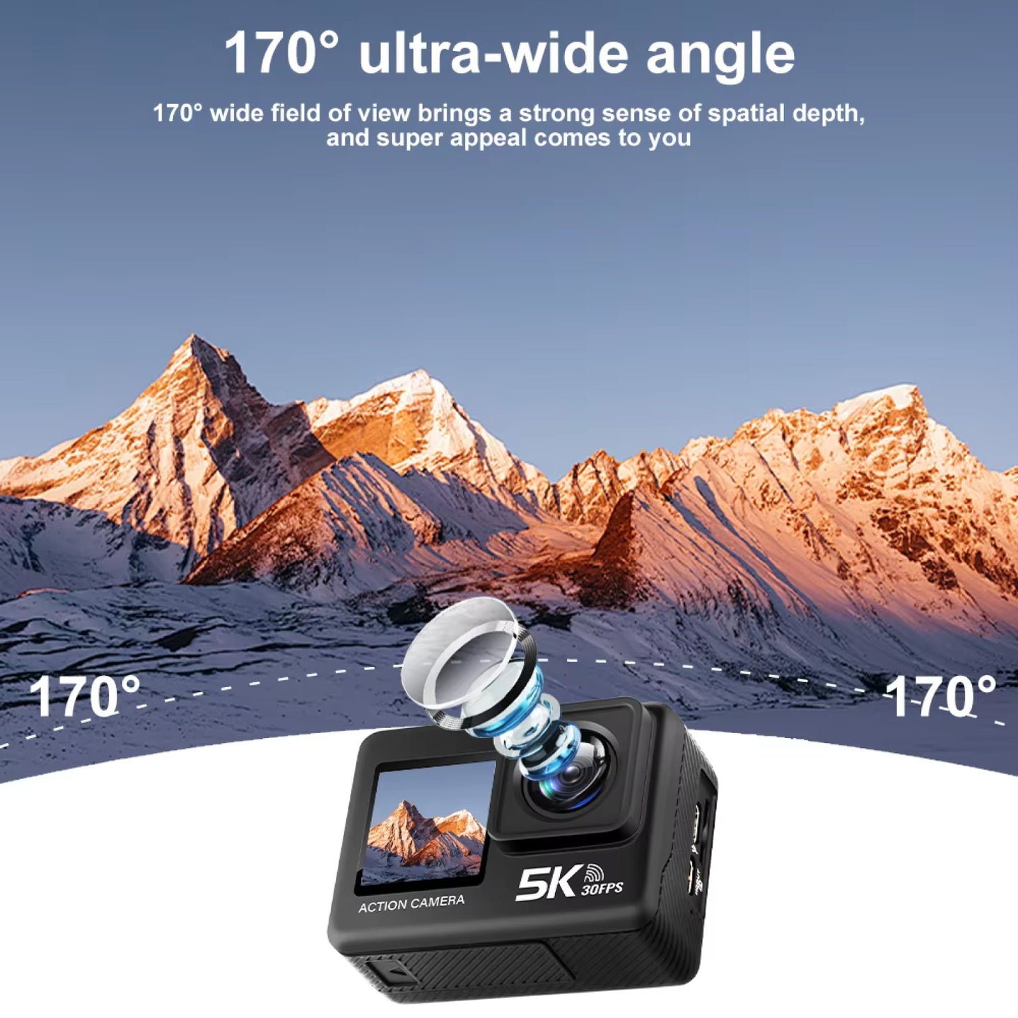 ZinoxCam 5K Action Camera with SONY Sensor and Dual Display
