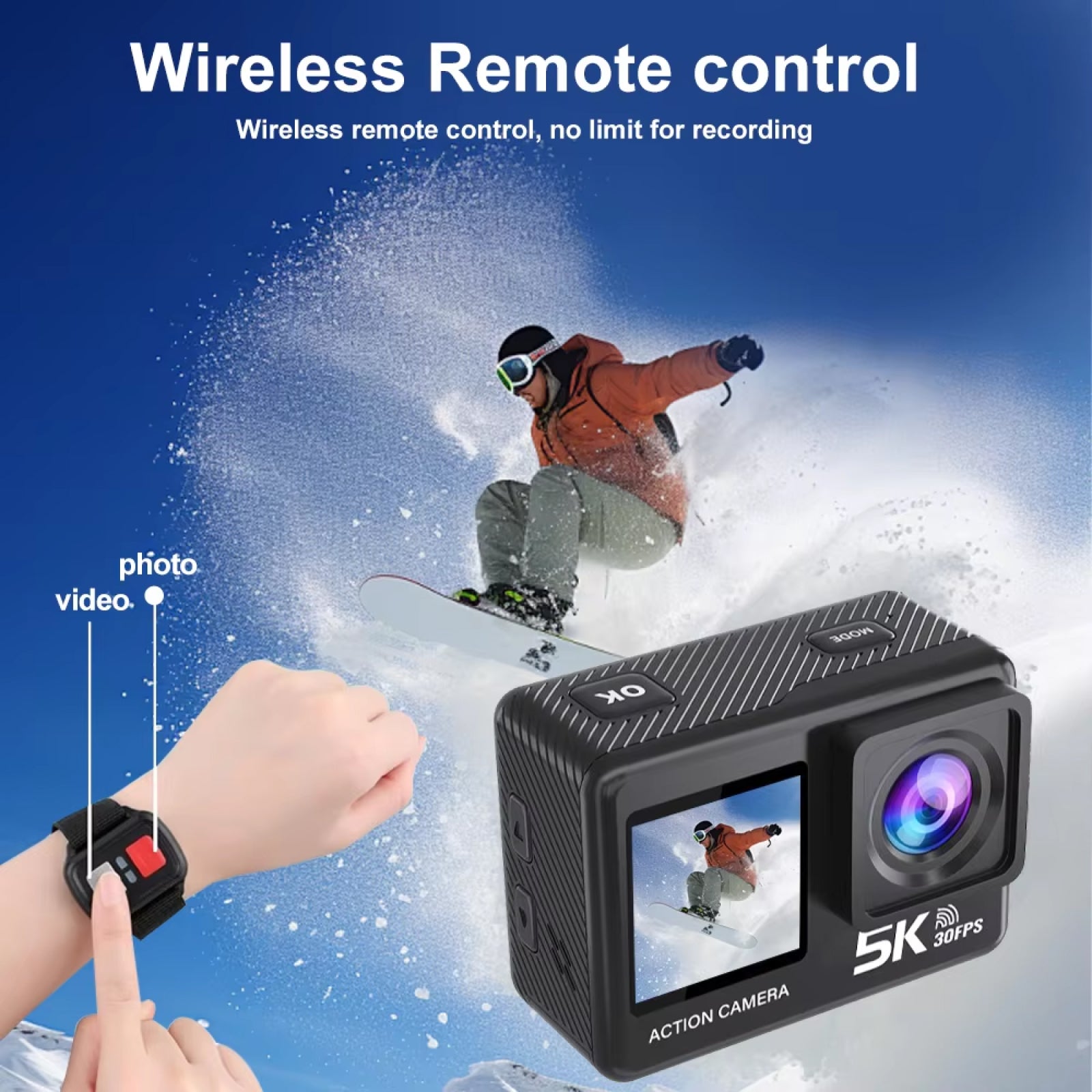 ZinoxCam 5K Action Camera with SONY Sensor and Dual Display